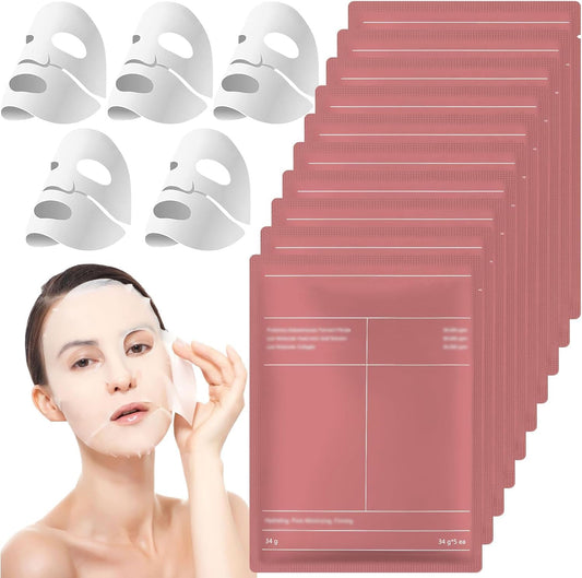 10PCS Mask Collagen, Collagen Real Deep Mask, Masque Collagene Visage, Korean Masque Collagene Visage Real Deep Mask, Masque De Nuit Anti-Rides, Pore Minimizing Elasticity Improvem.
